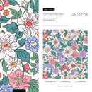 Floral Wallpaper with Retro Style Blooms in Pink, Purple, and Green - ZADV