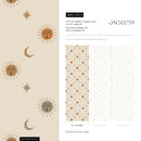 Celestial Wallpaper with Sun, Moon, and Stars in Orange, Beige, Brown, and Gray - ZACA