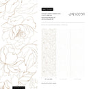 Floral Wallpaper Featuring Delicate Line Art Peonies in Tan - ZABO