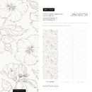 Floral Wallpaper Featuring Hand-Drawn Peonies in Gray and Off-White - ZAEA