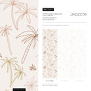 Coastal Wallpaper with Boho Palm Tree Illustrations in Brown and Beige - ZACF