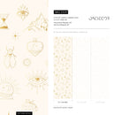 Mystical Wallpaper with Celestial Symbols in Gold and Beige- ZAAP