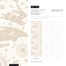 Celestial Wallpaper with Whimsical Animals in Neutral Beige - ZABE