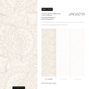 Victorian Wallpaper with Intricate Floral Line Art in Beige and Cream - D082