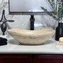 OVAL CHISELED NATURAL STONE VESSEL SINK
