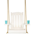 Amish Casual Heavy Duty Outdoor Wood Swing Chair in White Stain