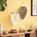 White and Taupe Macrame Leaf Wall Hanging Set