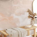 White and Orange Acrylic Texture Wallpaper - Modern Abstract Organic Design