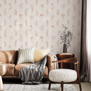 Modern Botanical Wallpaper Peel and Stick - Thin Line Wildflowers
