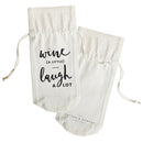 Wine a Little, Laugh A Lot Cotton Canvas Wine Bag