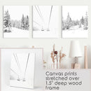 Winter Skiing Black White Wall Art. Ski Lift, Snowy Forest