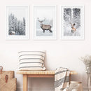 Winter Animal Wall Decor Set of 3. Snowy Forest, Deer