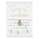 Wishing You a Happy Birthday Cupcake Charm Cord Bracelet on a Gift Card