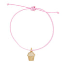 Wishing You a Happy Birthday Cupcake Charm Cord Bracelet on a Gift Card