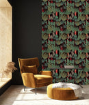 Dark Wallpaper with Palms and Cactus