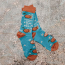 Woke Up Fine As Hell Socks in Blue | Orange Juice Illustration | Gift for Her