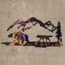 Wolf, Bear, Mountains and Trees Metal Art (