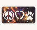 Peace, Love and Wolf Paw Metal Art (