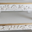 Antique Inspired Ornate White Wood Risers, Set of Two
