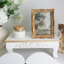Antique Inspired Ornate White Wood Risers, Set of Two