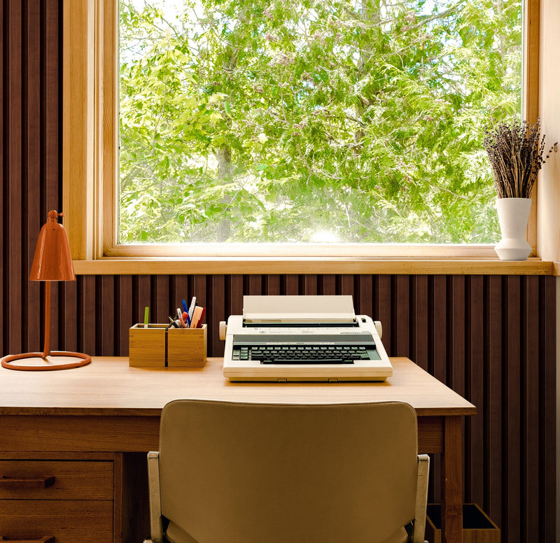 Wooden Vertical Panel Wallpaper. Dark Brown Wainscot Hardwood Wall Mural Print.