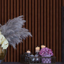 Wooden Vertical Panel Wallpaper. Dark Brown Wainscot Hardwood Wall Mural Print.