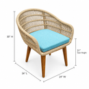 Teak & Synthetic Rope Dining Chair with Blue Cushion