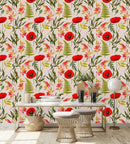 Voguish Red Poppies Wallpaper Smart High-Quality