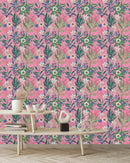 Elegant Pink Wallpaper with Wildflowers