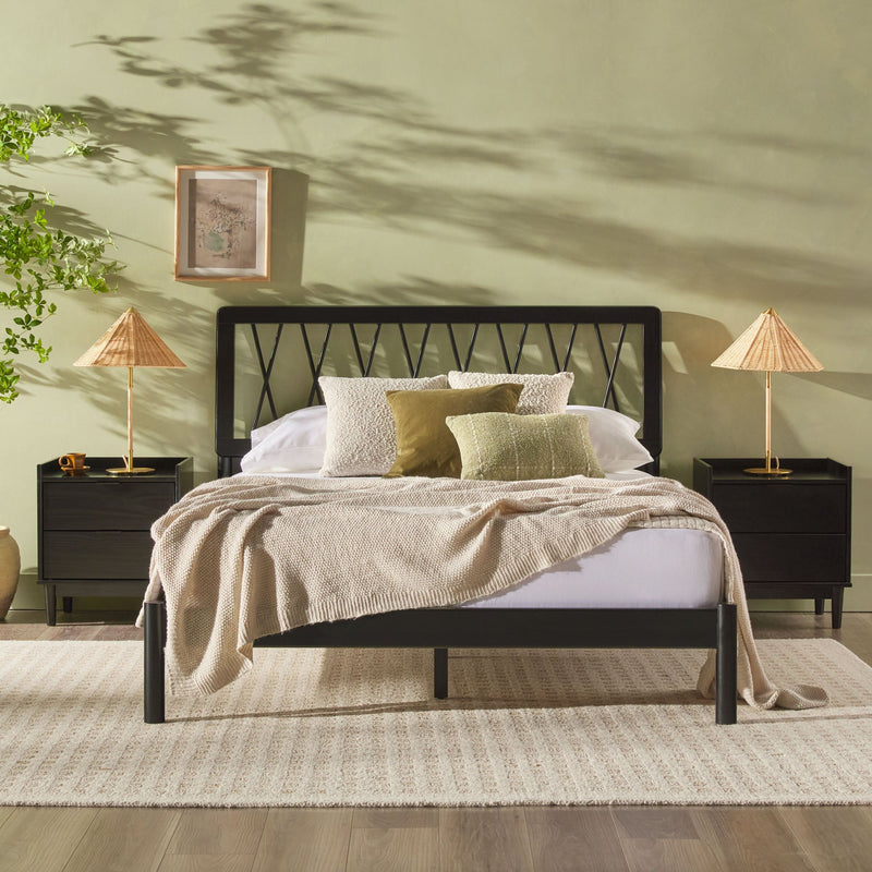 Xavier X Spindle Mid-Century Modern Solid Wood Bed
