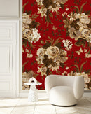 Elegant Modern Red Floral Wallpaper