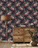Crow on Flowers Wallpaper