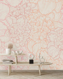 Peonies Outline Wallpaper