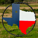 Texas Map 6 Inch Metal Sign with Rope Ring, Red White Blue