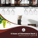 Industrial Rustic Brown Wood Metal Wall Mounted Wine Rack Shelf