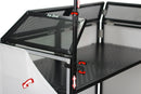 DJ Booth Tabletop With 8FT Lighting Truss Stand Package by FAT TOAD - Foldable Panel Portable Stage Platform Facade Scrim Cover, Video Light Display