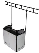 DJ Booth Tabletop With 8FT Lighting Truss Stand Package by FAT TOAD - Foldable Panel Portable Stage Platform Facade Scrim Cover, Video Light Display