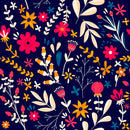 Modish Dark Blue Floral Wallpaper Fashionable