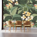 Elegant Green Floral Contemporary Wallpaper