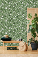 Stylish Tropical Green Leaves Wallpaper Tasteful