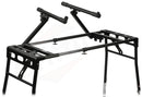 GRIFFIN 2-Tier DJ Coffin Workstation Stand - Double Table Top Keyboard & Laptop Holder - Duel Level Digital Piano Rack Mount Platform for Studio Mixer