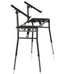 GRIFFIN 2-Tier DJ Coffin Workstation Stand - Double Table Top Keyboard & Laptop Holder - Duel Level Digital Piano Rack Mount Platform for Studio Mixer
