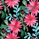 Dark Wallpaper with Brightly Pink Flowers