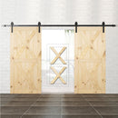Pine Wood Unfinished Double Barn Door with Installation Hardware Kit