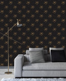 Gold Flowers on Dark Wallpaper