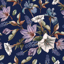 Voguish Dark Blue Wallpaper with Flowers Fashionable