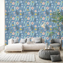 Gently Blue Floral Wallpaper
