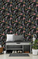 Voguish Dark Floral Wallpaper Fashionable