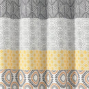 72-in. Yellow Black White Grey Floral Damask Boho Polyester Shower Curtain