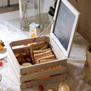 Rustic Wooden Storage Crate with Chalkboard Lid